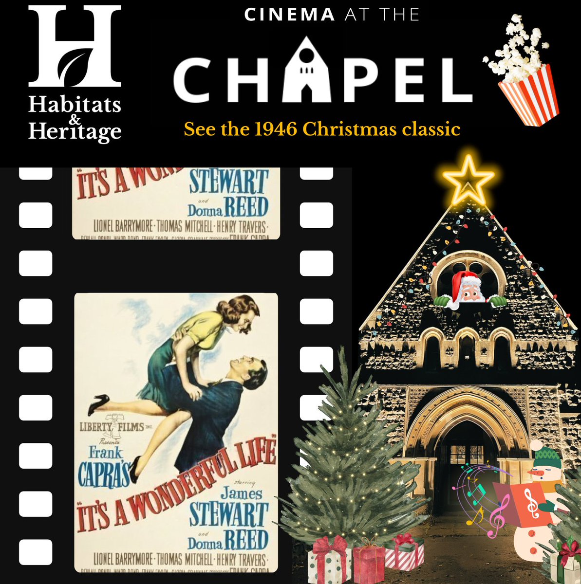 There are still some spots available for Cinema at the Chapel on Saturday, 7th Dec at 4 pm to watch the 1946 Christmas Film, complete with popcorn and a drink! Reserve your spot at trybooking.com/uk/EEBE