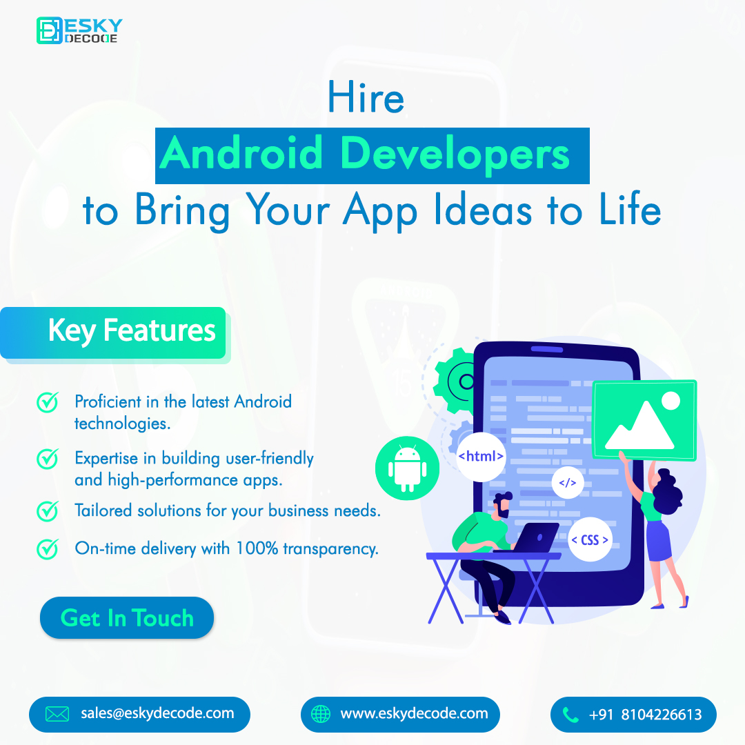 eskydecode's tweet image. Build Exceptional Android Apps with Expert Developers!
Visit - eskydecode.com
#HireAndroidDevelopers #MobileAppDevelopment #TechExperts #AndroidApps #CustomAppDevelopment #HireAppDevelopers #AndroidExperts #AppDevelopmentCompany #AndroidProgramming #TopAndroidDevelopers