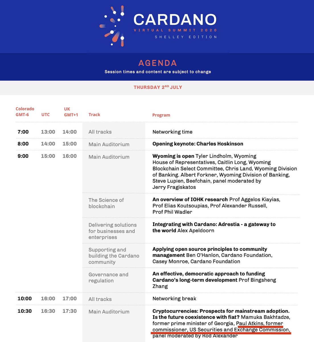 🚨 BREAKING NEWS

Donald Trump's pick for new pro-crypto SEC Chair is Paul Atkins.
The very same Paul has attended a Cardano Summit in 2020 speaking about mainstream adoption of Crypto 🔥

Hopefully he accepts the nomination as we are entering this Crypto super-cycle 🔥