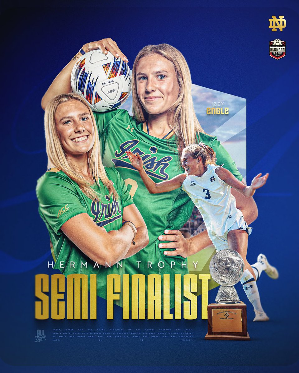 NDSoccer's tweet image. A worthy accolade - @IzzyEngle adds @HermannTrophy semifinalist to her resume. 

#GoIrish ☘️