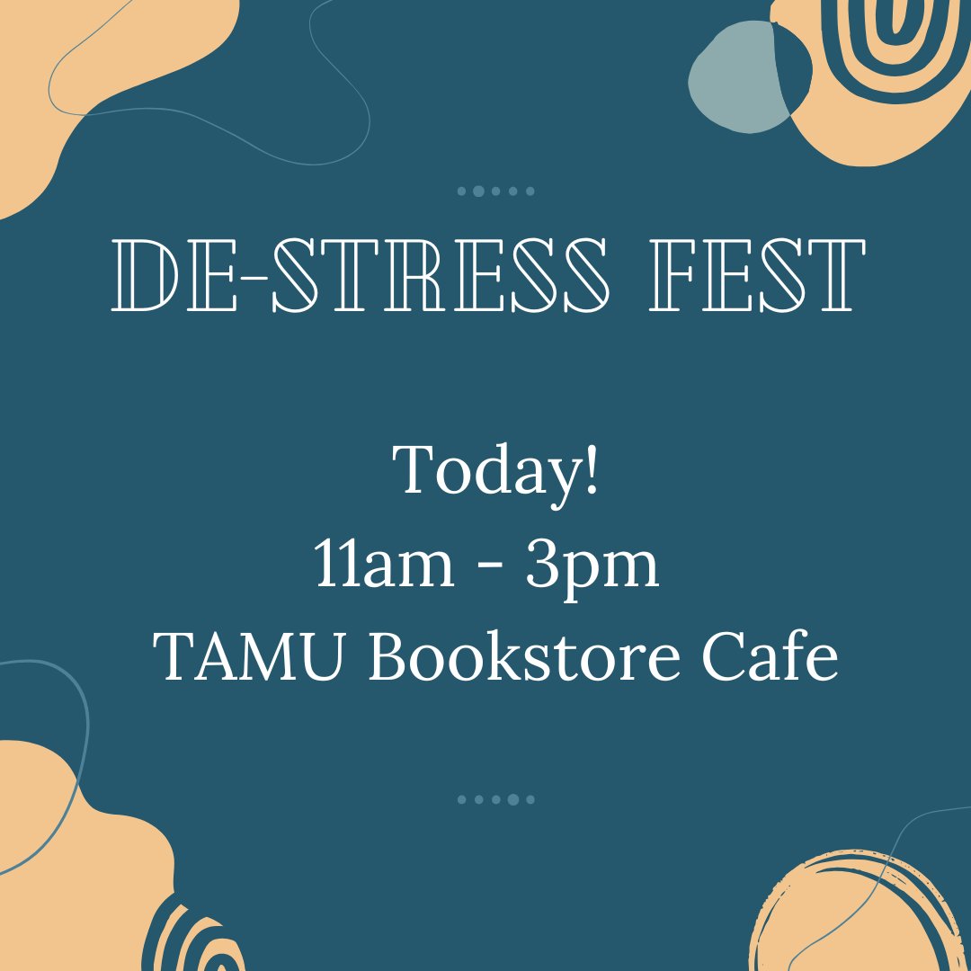 TAMUBookstore's tweet image. Don't forget to stop by the @TAMU Bookstore and join us for De-Stress Fest! 

#DeStress #TAMU #BN #Relax #Finals #Winter2024 #TAMU25 #TAMU26 #TAMU27 #TAMU28