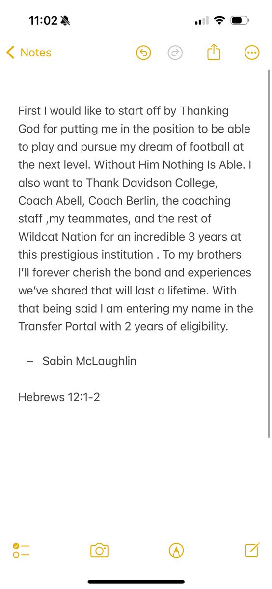SabinMclaughlin's tweet image. Due to the uncertainty and the leave of the coaching staff here at Davidson, I have officially entered my name into the transfer portal.
6’0 215
Nickel/SS/OLB
2 Year Starter
youtu.be/CiVwYelYxFc?sI…