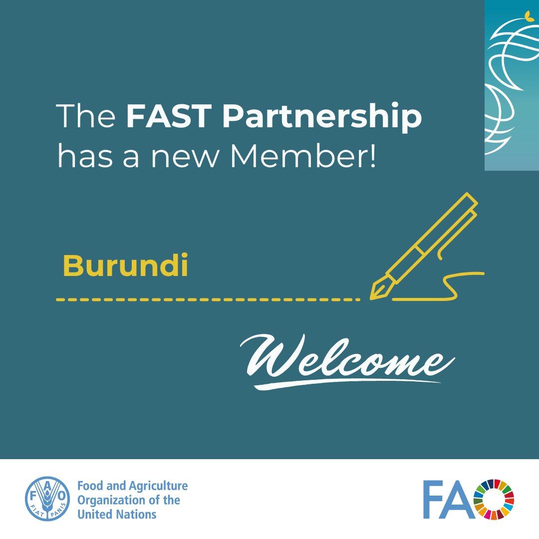 FAO Climate Change & Biodiversity (@faoclimate) on Twitter photo The #FASTPartnership is pleased to welcome its 4⃣0⃣th Member. Welcome #Burundi 🇧🇮!
The Partnership hosted at <a href="/FAO/">Food and Agriculture Organization</a> headquarters brings partners together to unlock #climatefinance for agrifood systems.
Learn more ➡️ shorturl.at/UfZtU The #FASTPartnership is pleased to welcome its 4⃣0⃣th Member. Welcome #Burundi 🇧🇮!
The Partnership hosted at <a href="/FAO/">Food and Agriculture Organization</a> headquarters brings partners together to unlock #climatefinance for agrifood systems.
Learn more ➡️ shorturl.at/UfZtU