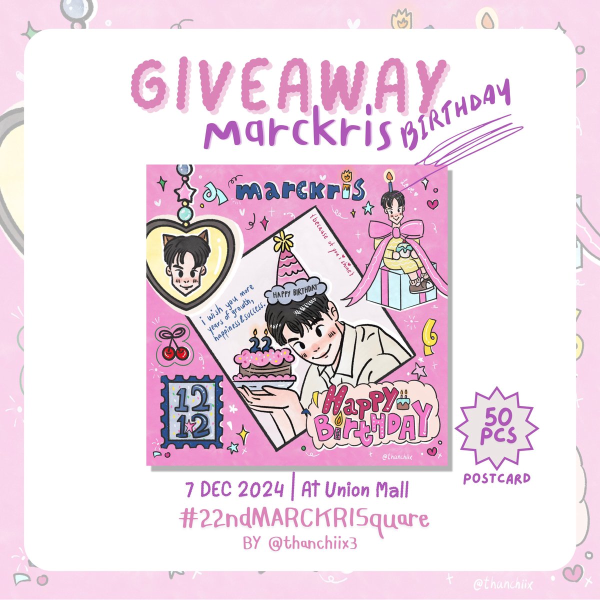 thanchiix3's tweet image. 𝐆𝐢𝐯𝐞𝐚𝐰𝐚𝐲 𝐟𝐨𝐫 𝐌𝐀𝐑𝐂𝐊𝐑𝐈𝐒'𝐬 𝐝𝐚𝐲 ﾟ･✿.｡.:*

⟡ postcard 50 ea ᡣ𐭩

♡ location : union mall
♡ date :  07.12.24
♡ time   :  TBA

* rt &amp;amp; show this tweet 

#22ndMARCKRISquare 
#MARCKRIS