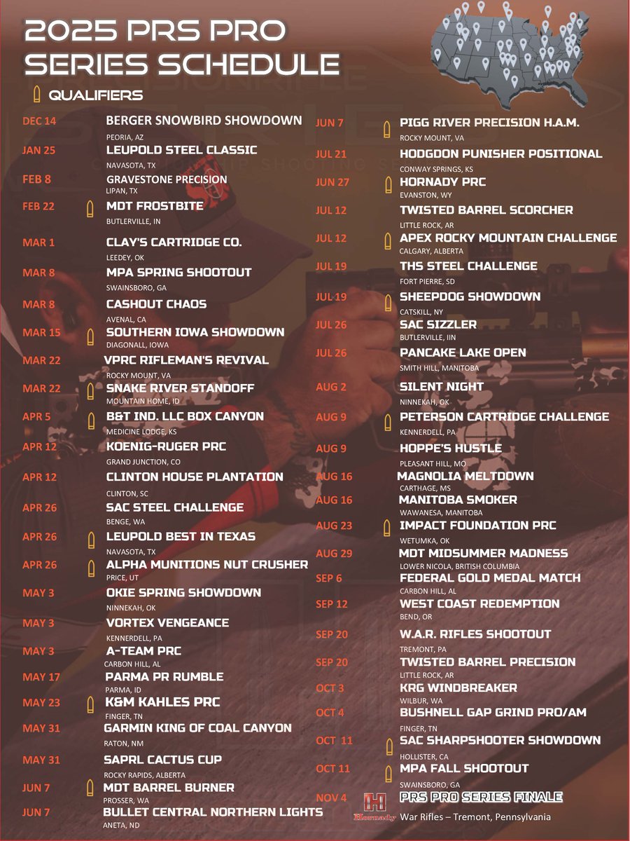 2025 PRS Pro Series Schedule: