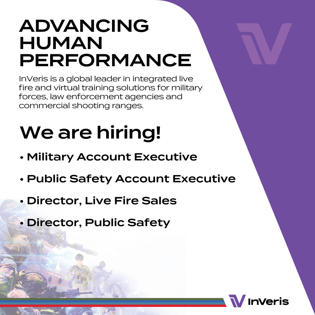 InVeris the global leader in integrated live-fire and virtual training solutions for military forces, law enforcement agencies, and commercial shooting ranges, is hiring! Apply at hubs.la/Q02-mT550

#rangeconstruction #training #fats #jobs #defense #publicsafety
