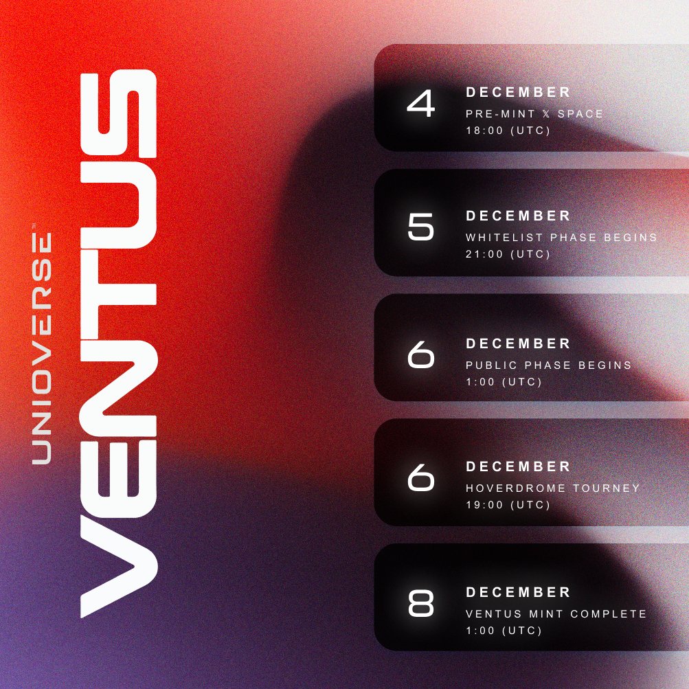 VENTUS WEEK IS HERE 🚀
Check the schedule and plan ahead.