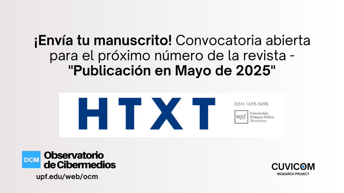 🎉 ¡Gran noticia! Hipertext.net ha sido indexada en el Emerging Sources Citation Index de Clarivate Web of Science. 🌐Un logro que destaca la investigación. 

📖Más detalles y convocatoria a nuevas publicaciones: upf.edu/web/ocm/temas/… 

#Investigación #AccesoAbierto