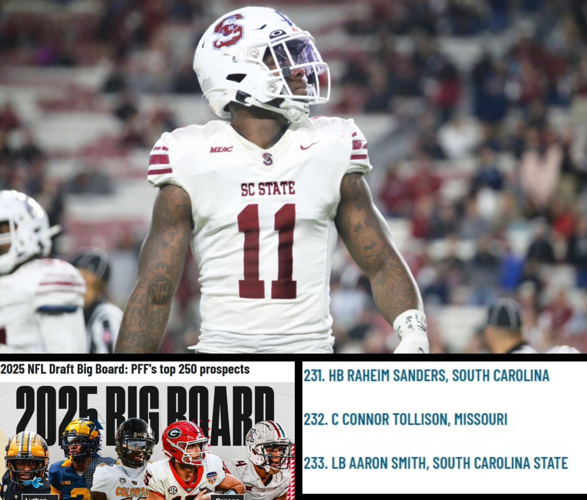JayTisdale5's tweet photo. Aaron Smith PFF Top 250 prospect. So far, the only HBCU player on the list. https://t.co/1KQR3R0ddP