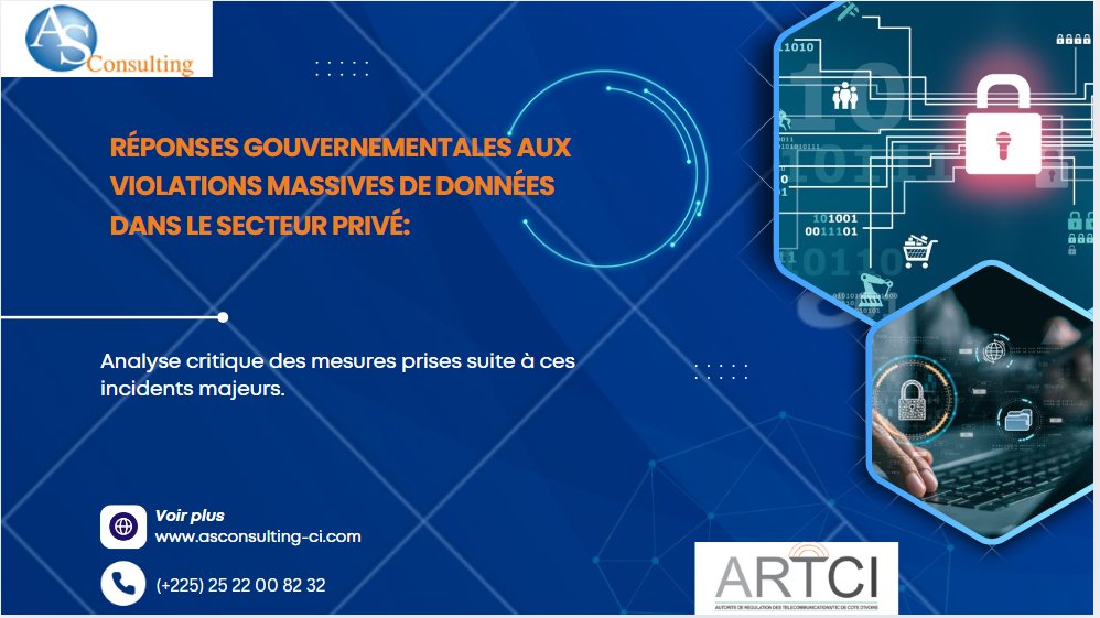 asconsulting225's tweet photo. Les violations de données dans le privé en 🇨🇮 appellent à une meilleure protection ! La loi &amp; l'ARTCI posent les bases, mais les entreprises doivent agir. 💡
Avec AS Consulting, sécurisez vos données et restez conformes. Protégez votre avenir numérique dès maintenant. #Conformité https://t.co/YHh7XzcPB3
