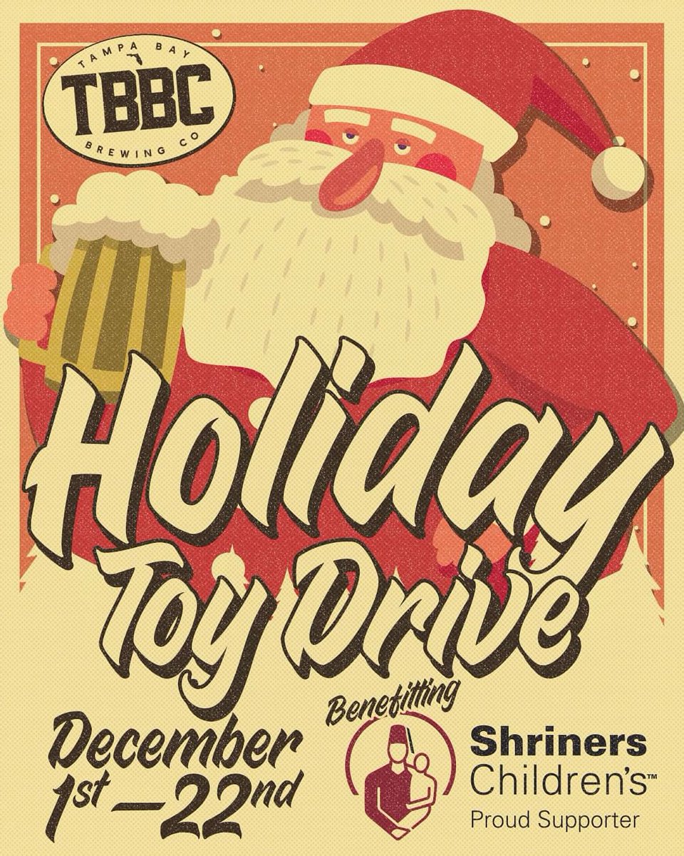 Shriners Children's Florida (@shrinersflorida) on Twitter photo Here's your #WhatsGoodWednesday update! π£ Our friends from Tampa Bay Brewing Company are hosting another toy collection for our families! On behalf of the patients of Shriners Children's Floridaβthank you! πβ€οΈ <a href="/TBBCo/">Tampa Bay Brewing Co</a> <a href="/shrinershosp/">Shriners Children's</a> #ShrinersChildrens #TBBC #holiday #ToyDrive Here's your #WhatsGoodWednesday update! π£ Our friends from Tampa Bay Brewing Company are hosting another toy collection for our families! On behalf of the patients of Shriners Children's Floridaβthank you! πβ€οΈ <a href="/TBBCo/">Tampa Bay Brewing Co</a> <a href="/shrinershosp/">Shriners Children's</a> #ShrinersChildrens #TBBC #holiday #ToyDrive
