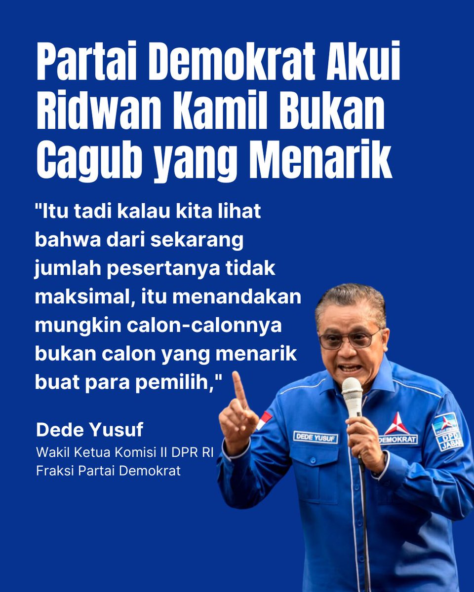 PakarINTELek's tweet photo. Partai Demokrat akui Ridwan Kamil bukan Cagub yang menarik untuk di Jakarta. Akhirnya semua pihak sudah bisa menerima hasil rekap KPU..

------
Bernadya Segini Miftah Jessi Adab Bunga Hati Terjebak https://t.co/LFis4UWvYE