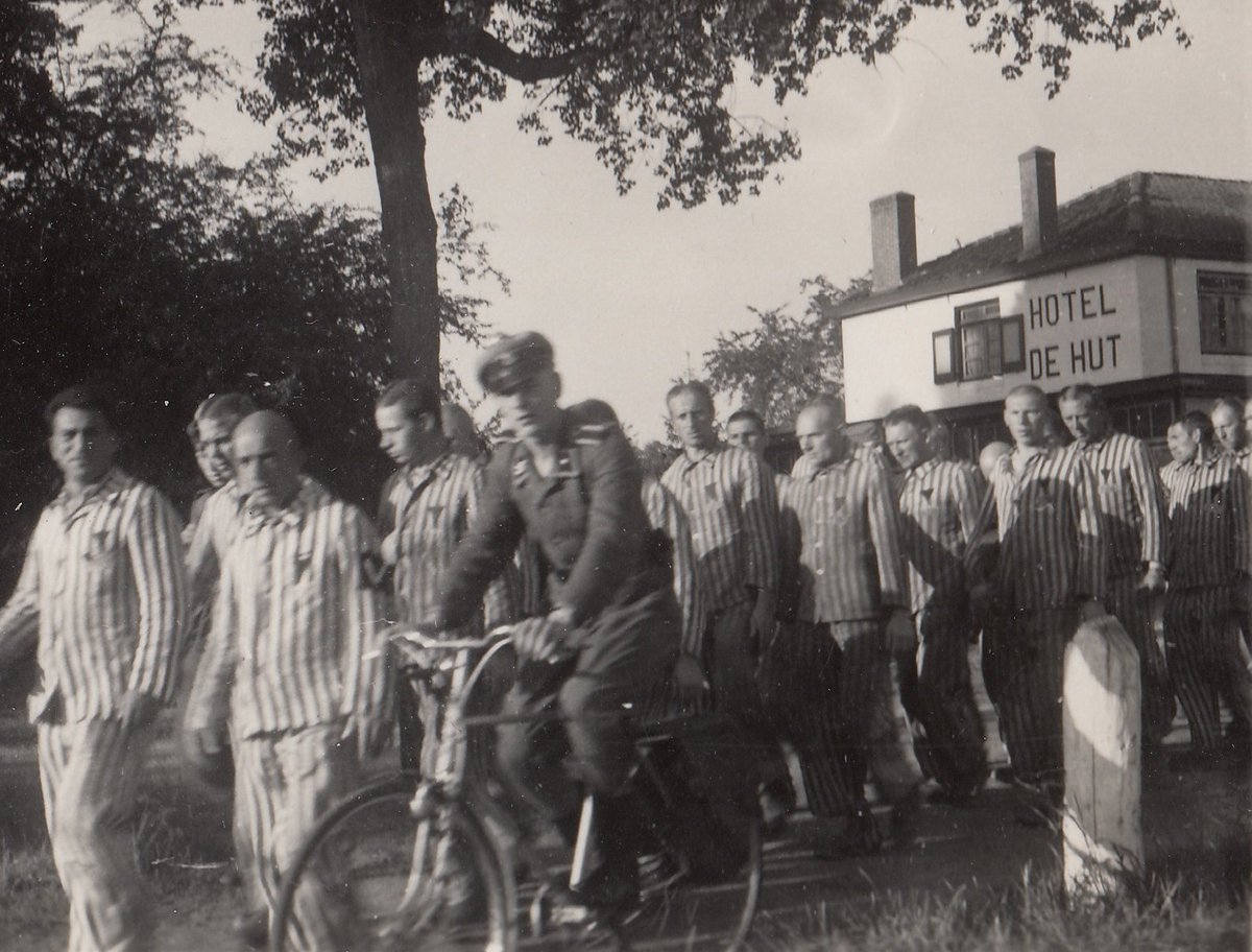 KampVughtNM's tweet photo. Kleindochter Sytske herkent haar opa David Slager op een zeldzame foto met gevangenen uit Kamp Vught op de Loonsebaan in #Vught. Hij moest in 1944 via Vught naar #Auschwitz.  @omroepbrabant ging op onderzoek uit. Bekijk de uitzending: https://t.co/ZUjTlNAVV3
 Foto @tracesofwar https://t.co/NhKIYneBPB