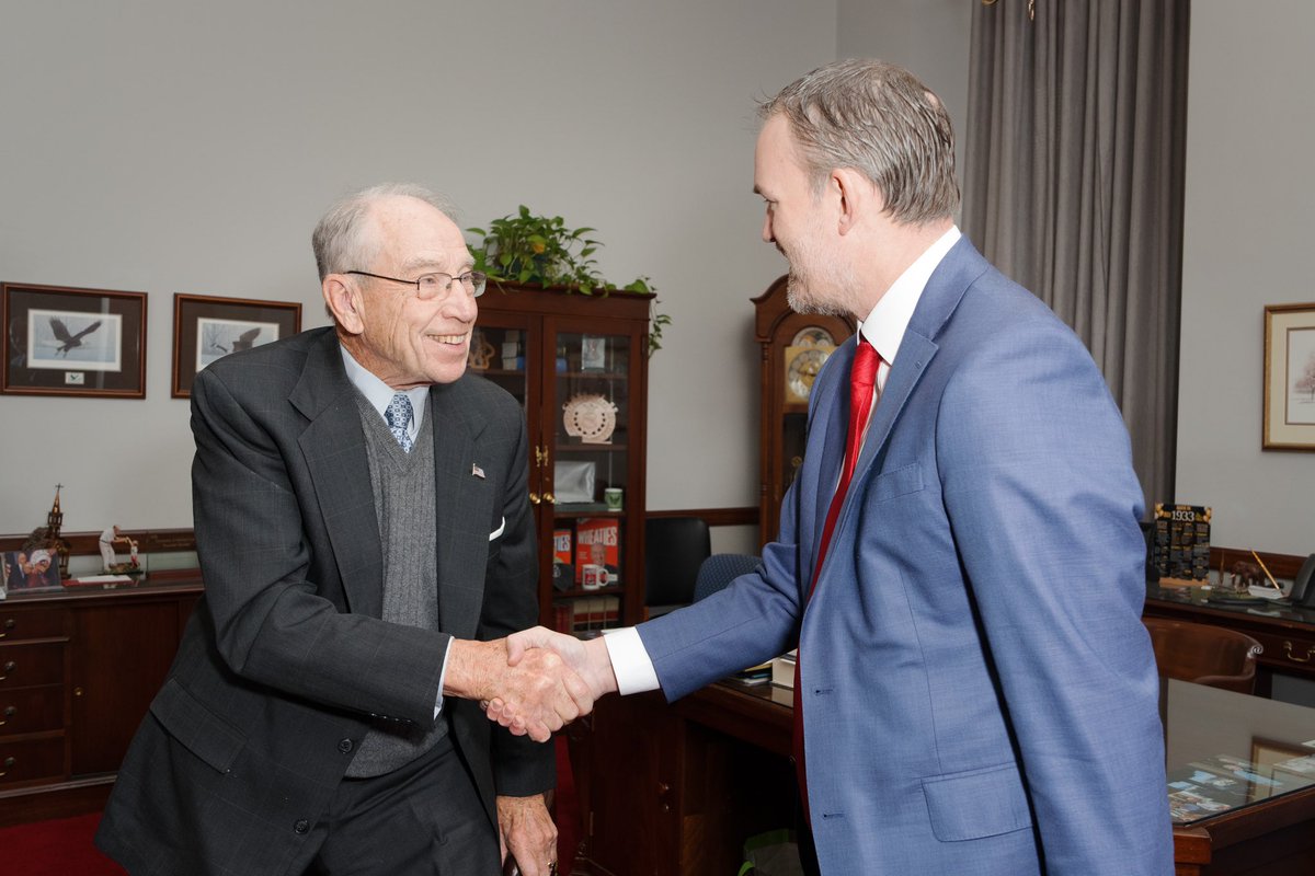 Enjoyed mtg w Pres Trump’s US Trade Rep nominee Jamieson Greer 2 hear abt his thoughts on trade esp for agriculture &amp; improving the economy