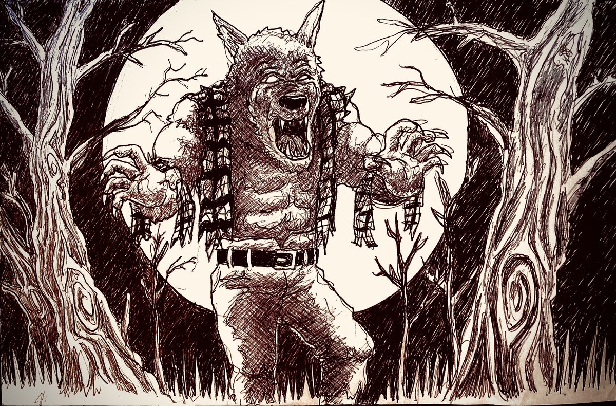 doodle_a_rama's tweet photo. #Wednesday contribution for #WerewolvesWednesday #HorrorArt #fanart #blackedinkart https://t.co/McPuIAnxp6
