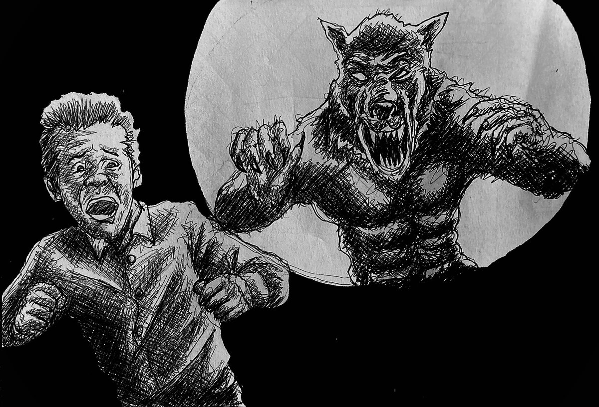 doodle_a_rama's tweet photo. #Wednesday contribution for #WerewolvesWednesday #HorrorArt #fanart #blackedinkart https://t.co/McPuIAnxp6