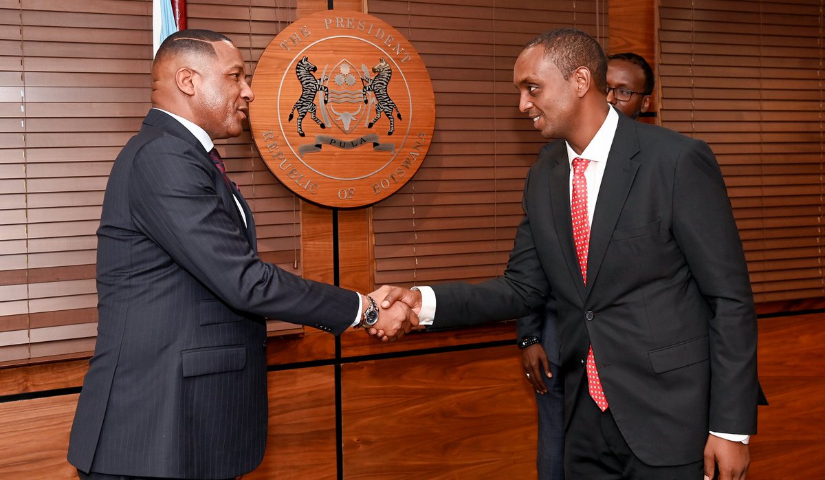 MoSougal's tweet photo. I had the privilege of accompanying H.E. Ali Hassan Bahdon, Minister of Justice and Emissary of the Government of Djibouti to meet H.E. Duma Boko, President of the Republic of Botswana to discuss the candidacy of H.E. Mahmoud Ali Youssouf https://t.co/Z9T9bGnGBz