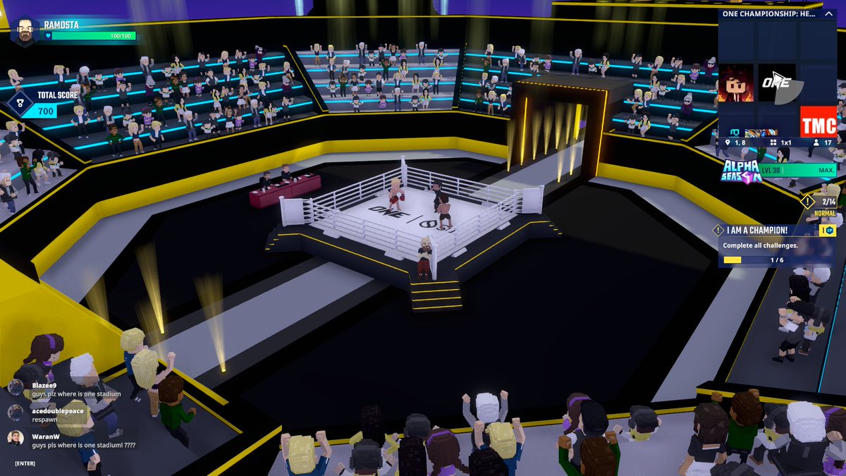 Ramo1283's tweet photo. Entering the @ONEChampionship Stadium in Hero's Quest @TheSandboxGame. Time to become a legend! 🏟️🦸 https://t.co/6xERhYInxi #TheSandbox #AlphaSeason4 #AS4SocialChallenge https://t.co/0ch5tu6pob