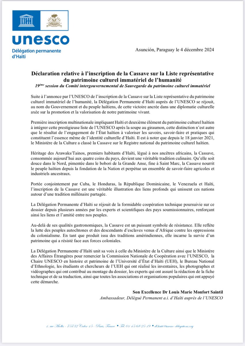 Kasav fè listwa! Patrimwàn nou, fyète nou. #UNESCO #Ayiti
