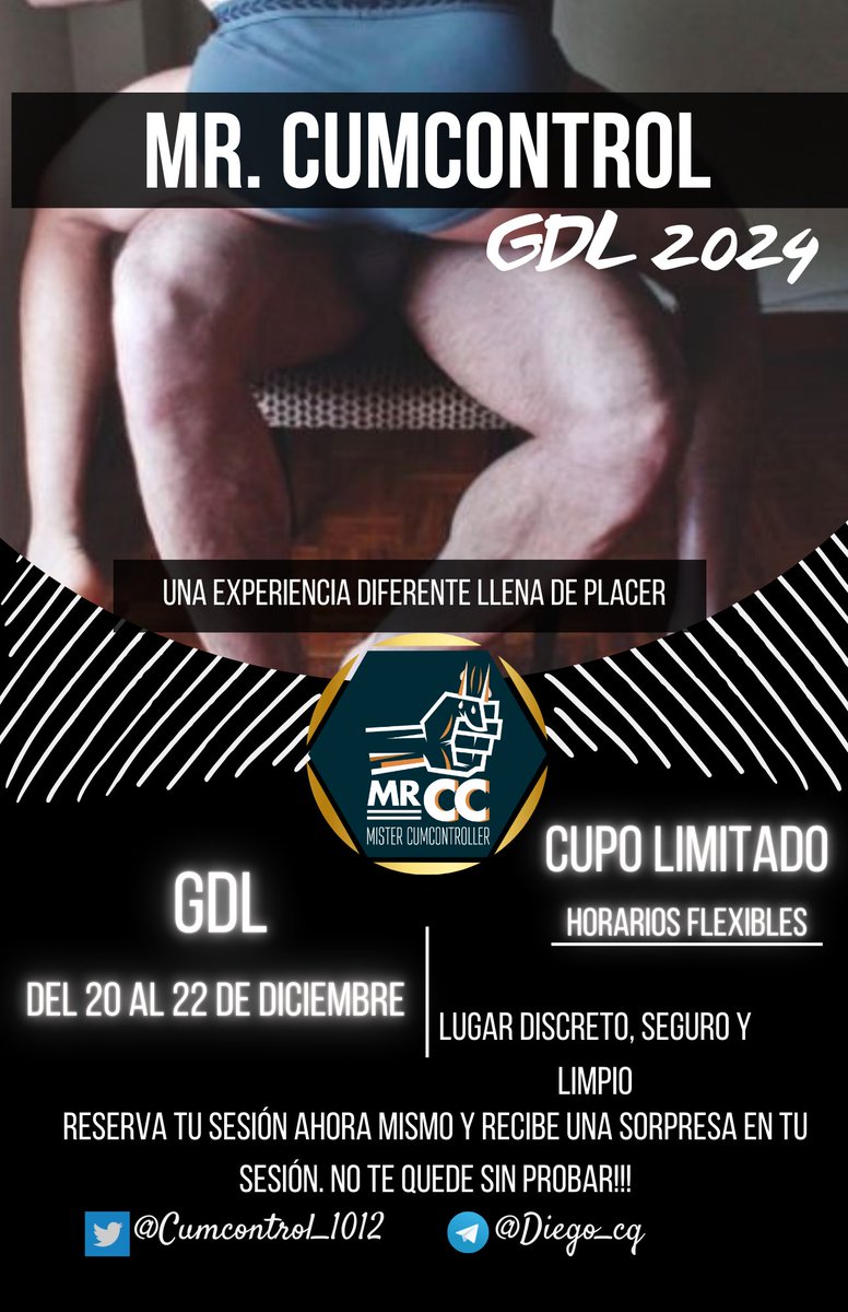 VISITA EXPRES A GDL 😎😎😎

Cerrando el año con este viaje exprés a #GDL para ordeñar vergas tapatías!! Sesiones individuales: privadas o con mirones. TÚ ELIGES! 😈

AGENDA ABIERTA!
CUPO LIMITADO!

Reserva aquí ✨
linktr.ee/Cumcontrol_1012

#Cumcontrol #GDLGay #zapopan #Zapopangay