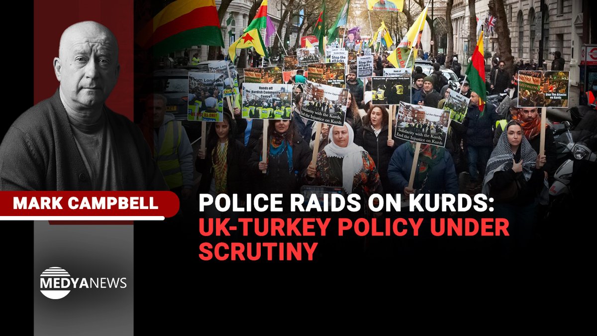 medyanews_'s tweet photo. Police raids on Kurds: UK-Turkey policy under scrutiny

🖊️#Opinion | Mark Campbell asks: Are London raids linked to Turkey’s Syria offensives? A gripping take on Kurdish struggles and UK counter-terrorism policies. 

#London | #MarkCampbell | #DefendRojavaAleppo 

🔗https://t.co/aHqswkZjTH