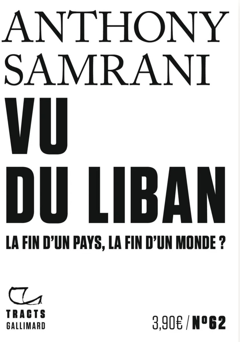Anthony Samrani (@anthonysamrani) on Twitter photo ⚡️Très ému de la sortie de mon <a href="/TractsGallimard/">TractsGallimard</a> le 5 décembre VU DU LIBAN, la fin d’un pays, la fin d’un monde ? Un texte très personnel, qui doit beaucoup à <a href="/LOrientLeJour/">L'Orient-Le Jour</a> et qui tente de tracer un chemin, de défendre une ligne de crête, au milieu des monstres. ⚡️Très ému de la sortie de mon <a href="/TractsGallimard/">TractsGallimard</a> le 5 décembre VU DU LIBAN, la fin d’un pays, la fin d’un monde ? Un texte très personnel, qui doit beaucoup à <a href="/LOrientLeJour/">L'Orient-Le Jour</a> et qui tente de tracer un chemin, de défendre une ligne de crête, au milieu des monstres.