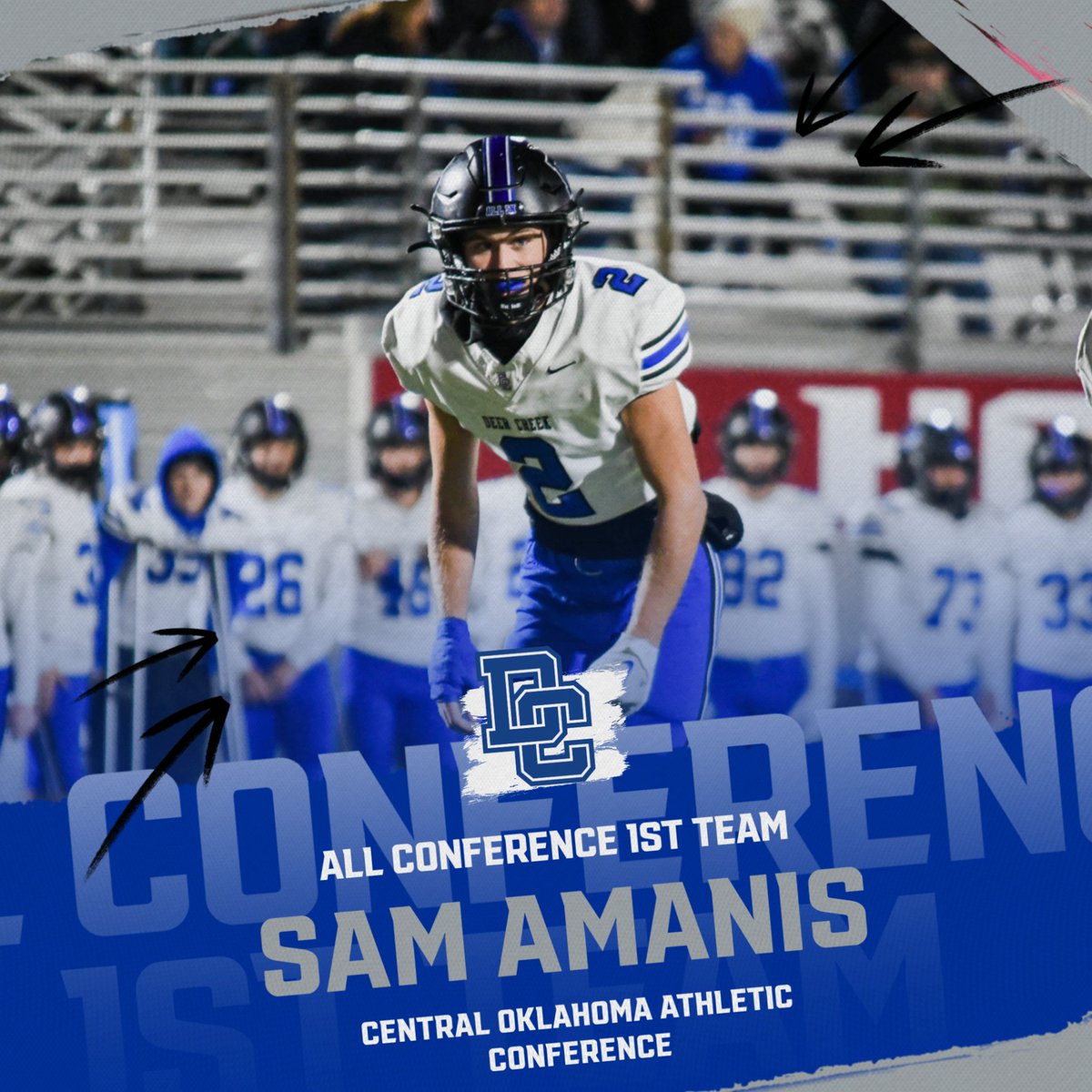 DeerCreekFB's tweet photo. Sam Amanis was named 1st Team All Conference for the COAC! #GOCREEK https://t.co/s7DvweQysl