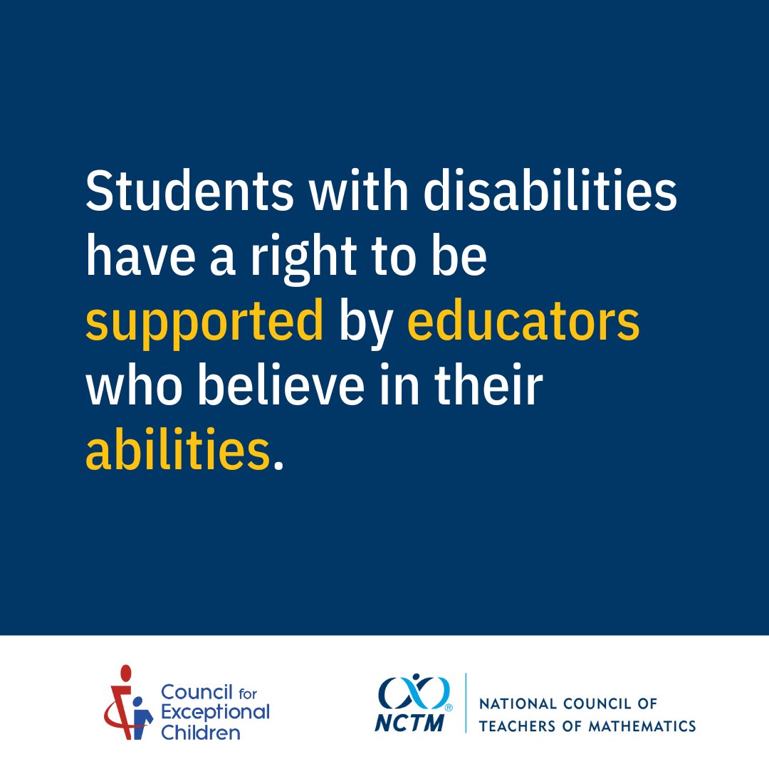 NCTM (@nctm) on Twitter photo Our joint position statement with the Council for Exceptional Children on teaching mathematics to students with disabilities is out now: nctm.link/03Isv
<a href="/CECMembership/">Council for Exceptional Children</a> Our joint position statement with the Council for Exceptional Children on teaching mathematics to students with disabilities is out now: nctm.link/03Isv
<a href="/CECMembership/">Council for Exceptional Children</a>