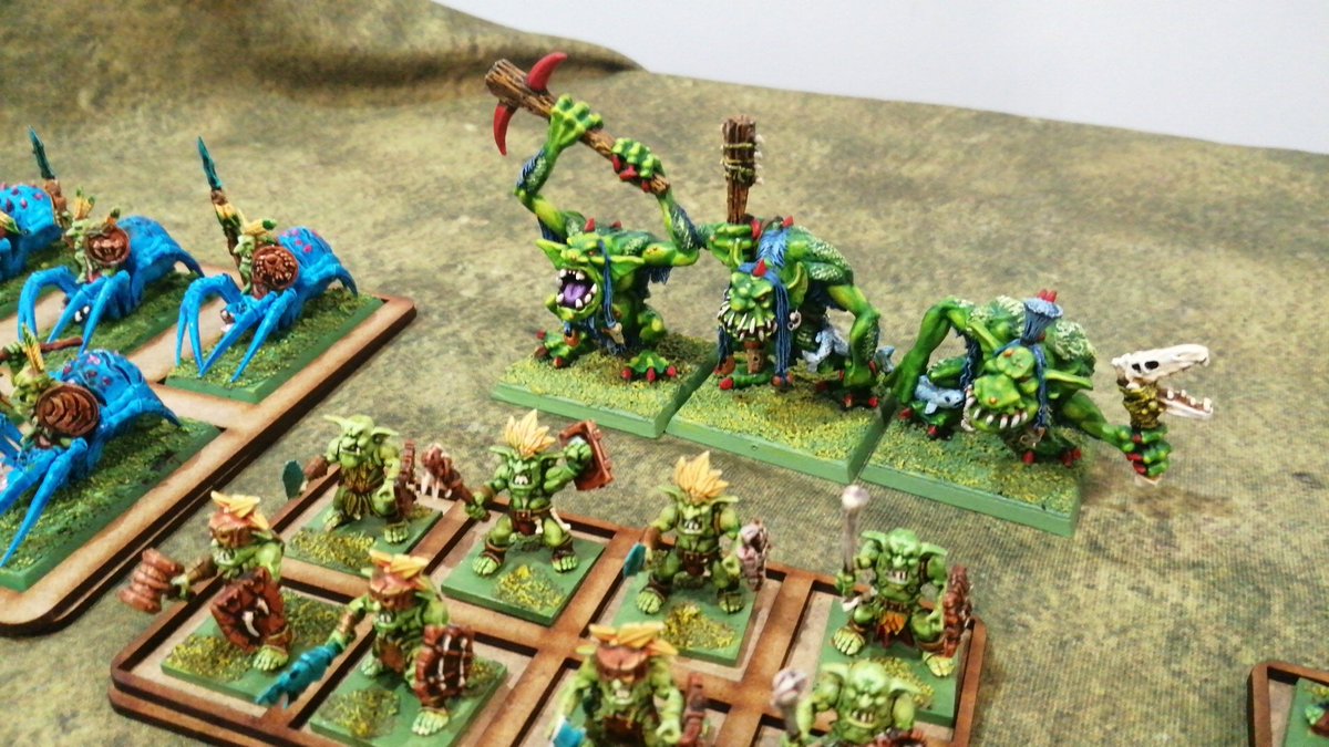 1stAlterations's tweet photo. My forest goblins adjusted for #midgard. Around 300 pts.(trays a work in progress!) one thing I love about Midgard is the ability to give attributes to units so one can represent goblins who run in times of trouble to elves with great combat ability or dwarves who won't budge! https://t.co/IwEsBOPcRg