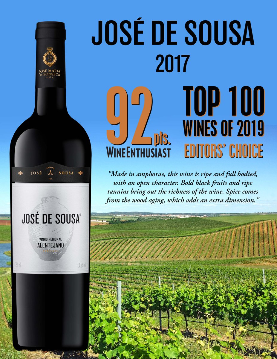 trivinimports's tweet photo. Here is a fantastic red from the beautiful region of Alentejano, Portugal. José de Sousa received an amazing score of 92 points from Wine Enthusiast, Editors’ Choice and is Top 100 Wines of 2019. 
#josedesousa #alentejano #portugal #wineenthusiast #editorschoice #top100wines https://t.co/UfUnzL3dS2