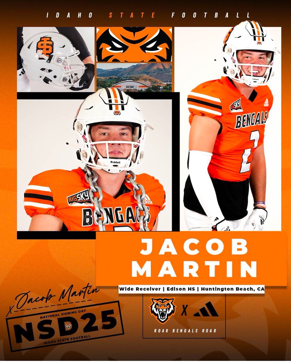 EdisonChargerFB's tweet photo. Congratulations to Jacob Martin. Signing to Idaho State. The Bengals will get a great Leader and WR next Season. https://t.co/wae6xAdr8q