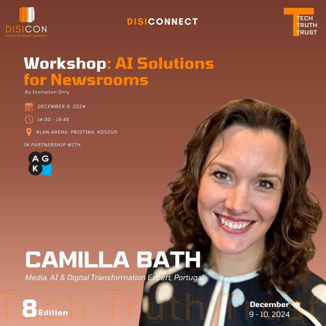 NDI Kosovo (@ndikosovo) on Twitter photo 🤖 AI-driven content creation—our partner #AJK explores how newsrooms are evolving at #DISICON8. 
Led by Camilla Bath, the 2nd module of the Information Integrity Academy offers lessons on how AI tools can boost productivity & creativity in journalism.
#NDIKosovo #USAIDKosovo 🤖 AI-driven content creation—our partner #AJK explores how newsrooms are evolving at #DISICON8. 
Led by Camilla Bath, the 2nd module of the Information Integrity Academy offers lessons on how AI tools can boost productivity & creativity in journalism.
#NDIKosovo #USAIDKosovo