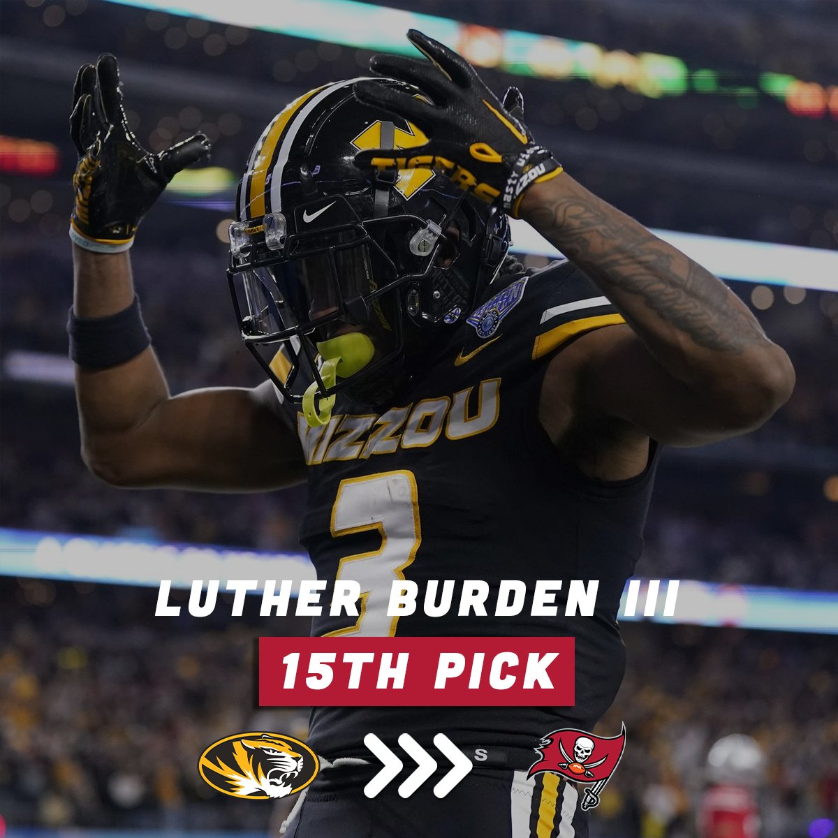 CBS' <a href="/EdwardsCBS/">Josh Edwards</a> has the Buccaneers taking Missouri WR Luther Burden III with the 15th pick in his mock draft👀

Would you be happy with that?👇 #WeAreTheKrewe