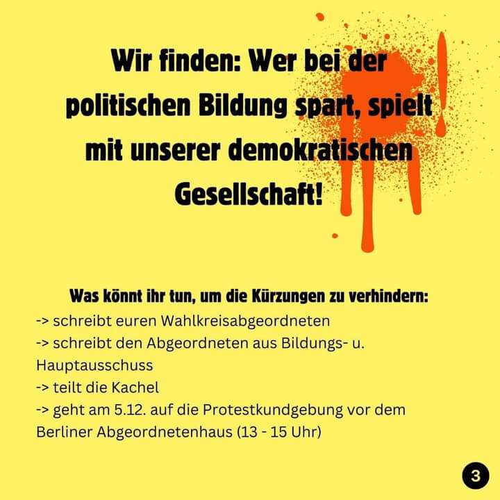 Via pad gGmbH: 
❌ Haushaltskürzungen bei der Landeszentrale für politische Bildung verhindern! ❌

Auch unser Projekt "Platte machen für Hohenschönhausen" ist von Kürzungen bedroht.

Wir sagen:
Demokratie braucht politische Bildung!