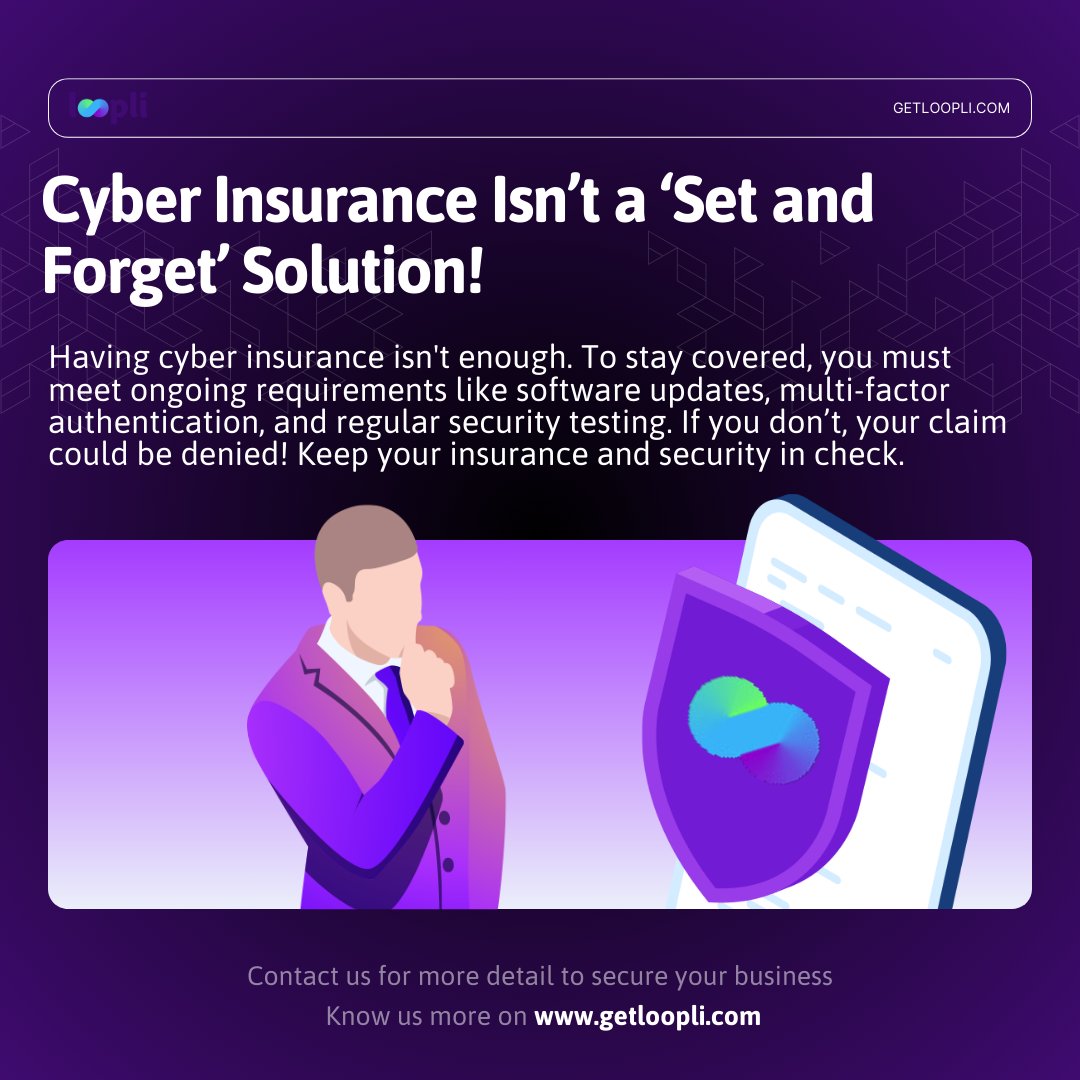 GetLoopli's tweet photo. 💡Did you know? Cyber insurance isn’t just about having a policy, it’s about meeting key obligations!

Failing to do these could leave your business unprotected when it matters most. Stay proactive and secure! 💪 

#CyberInsurance #CyberSecurity #BusinessProtection #DataSecurity https://t.co/YfwtDKDuhk