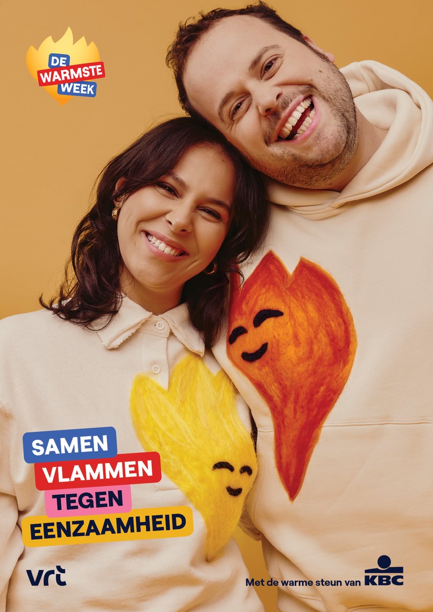 olafmeuleman's tweet image. Om de presentatoren en ambassadeurs aan te kondigen, maakten we de warmste truien. Op elke trui een halve vlam, die je samen volledig maakt. Kortom, samen vlammen tegen eenzaamheid. Heel blij mee. #dewarmsteweek #vrt #vrtcreative