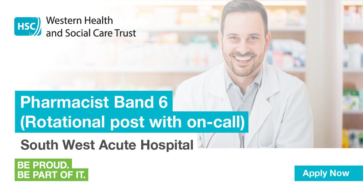 HSCworkforce (@hscworkforce) on Twitter photo The <a href="/WesternHSCTrust/">Western Trust</a> are seeking a Pharmacist Band 6 (Rotational post with on-call) to be based at South West Acute Hospital. Various contracts available.
Apply online today: hubs.ly/Q02-b9Qy0 The <a href="/WesternHSCTrust/">Western Trust</a> are seeking a Pharmacist Band 6 (Rotational post with on-call) to be based at South West Acute Hospital. Various contracts available.
Apply online today: hubs.ly/Q02-b9Qy0