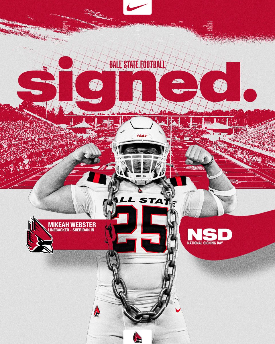 Ball State Football (@ballstatefb) on Twitter photo ๐๏ธ SIGNED.
Welcome to Ball State Mikeah Webster!
๐ฑ<a href="/MikeahWebster/">Mikeah Webster</a>
#NSD25 | #C2RD5 ๐๏ธ SIGNED.
Welcome to Ball State Mikeah Webster!
๐ฑ<a href="/MikeahWebster/">Mikeah Webster</a>
#NSD25 | #C2RD5