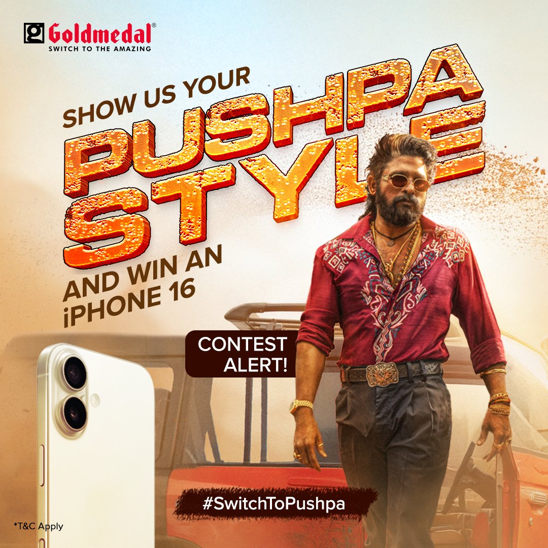 goldmedalindia's tweet photo. Yeh contest flower nahi, full-on FIRE hai! 🔥
Check out the link below. It’s time to #SwitchToPushpa and stand a chance to win an iPhone 16! ✨
P.S. This contest is happening exclusively on Instagram—don’t miss out!
https://t.co/1pBUDjdzKz
*T&C Apply https://t.co/CwxGPQlfMZ