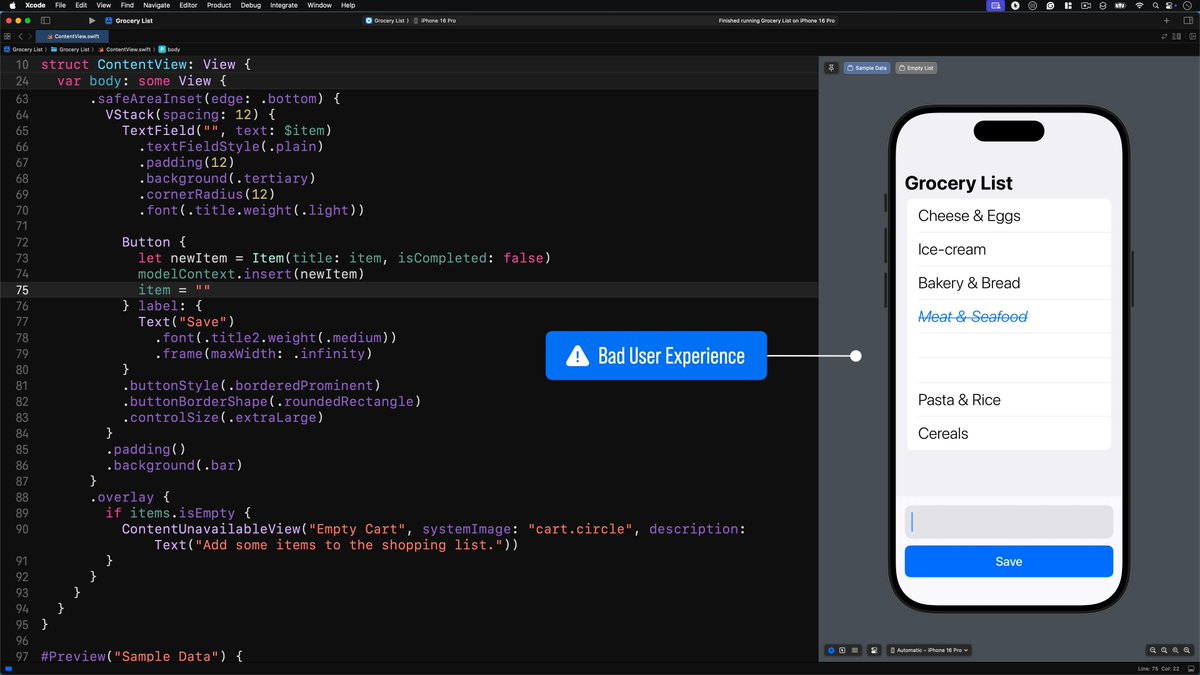 RobertPetras's tweet image. Chapter 5 - In this #SwiftUI tutorial we will learn how to save data in #SwiftData.