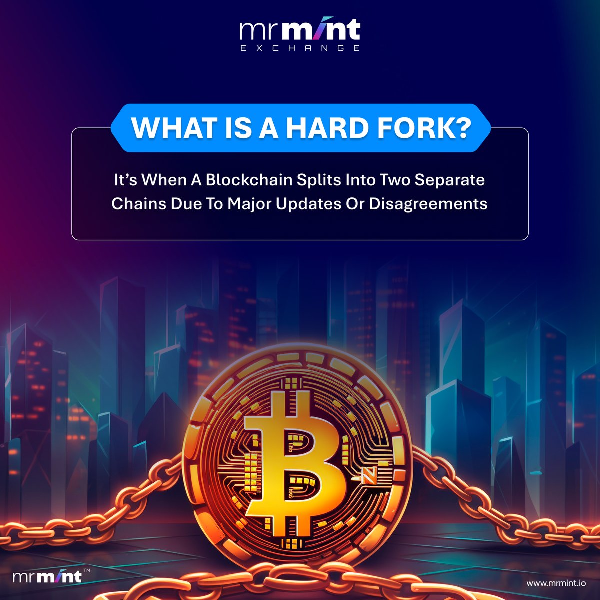 MrmintExchange's tweet photo. A hard fork happens when a blockchain splits into two due to significant updates or community disagreements, often leading to a new cryptocurrency. 

Have you followed any projects that experienced a hard fork?

#hardfork #bitcoin #crypto #blockchain #mrmintexchange https://t.co/x1ODbTyvHz