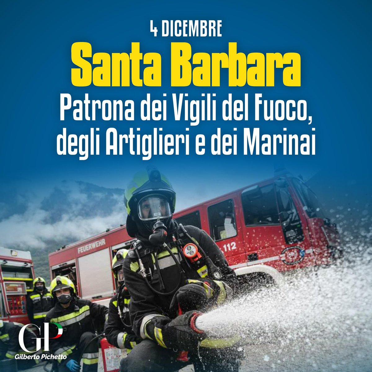 GPichetto's tweet photo. Un pensiero speciale va agli eroi silenziosi che ogni giorno proteggono le nostre comunità e il nostro territorio con coraggio, dedizione e professionalità.

Buona Santa Barbara.
#4dicembre https://t.co/j6tnEWU6zN