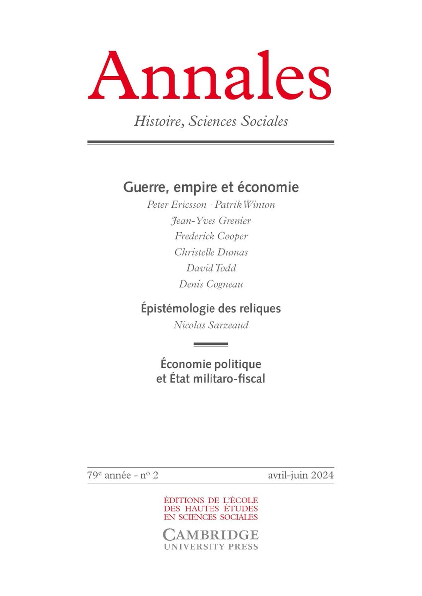 📗 Un #empire parmi des empires. L’économie politique de la France, entre #colonisation et #décolonisation
Une lecture de l'ouvrage de Denis Cogneau par Frederick Cooper (NYU)
👇 
dx.doi.org/10.1017/ahss.2…