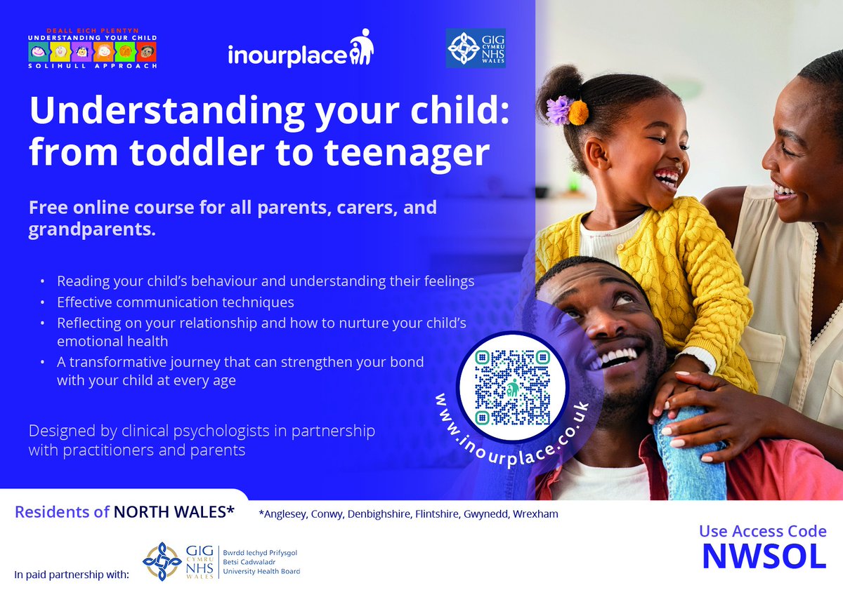 Take a look at Solihull Approach Understanding your child’s feelings course, within the course they will take you through a process of exploring your child’s feelings and reading your child’s behaviour.

Use NWSOL code to access this course for free

inourplace.heiapply.com/online-learnin…