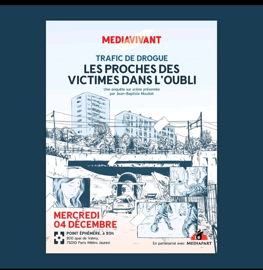 Dernières places disponibles pour assister à une enquête sur scène sur le trafic de #drogue, ce soir au <a href="/PointEphemere/">Point Éphémère</a> à #Paris. Inscrivez-vous !  mediavivant.fr/evenement/traf…