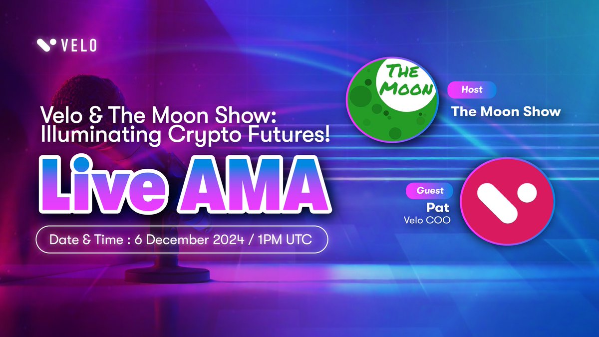 Velorians! Pat — COO of Velo, is set to appear on The Moon Show with The  Moon Carl for an AMA session! 🌕 🗓️ When: December 6th, 2024 🕗 Time: 1 PM