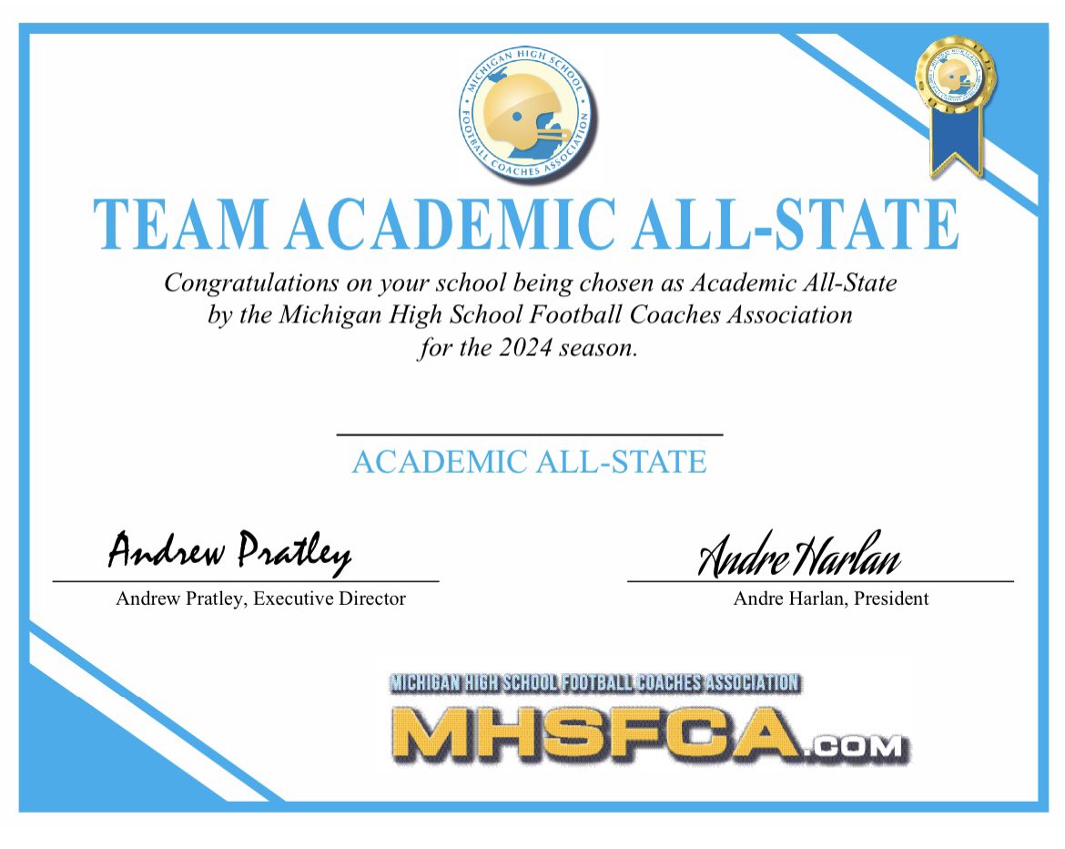 Certainly is a great feeling when this gets emailed to us. Very proud of our student-athletes work on the field and in the classroom!

#TDC