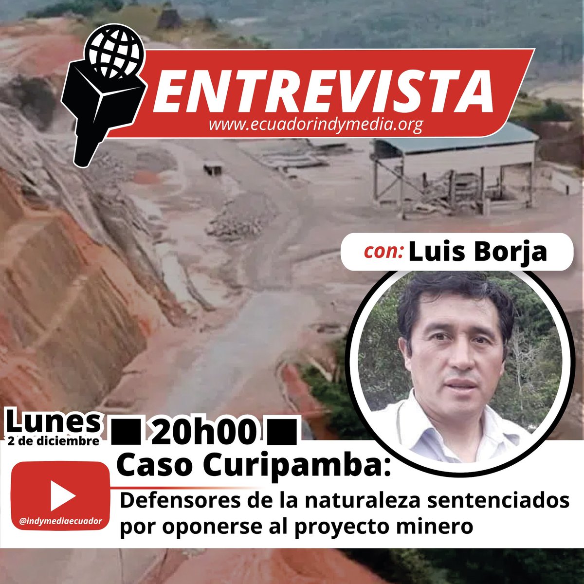 🗣️ #Entrevista | Luis Borja es uno de los seis defensores de la naturaleza de la provincia de Bolívar, Ecuador, que fueron sentenciados a 3 años de prisión por el supuesto delito de "asociación ilícita".

<a href="/CURIMINING_SA/">CURIMINING S.A.</a>

Ver aquí por <a href="/indymedia_ec/">Indymedia Ec</a>👇🏻
youtu.be/eURRPX7MvlY