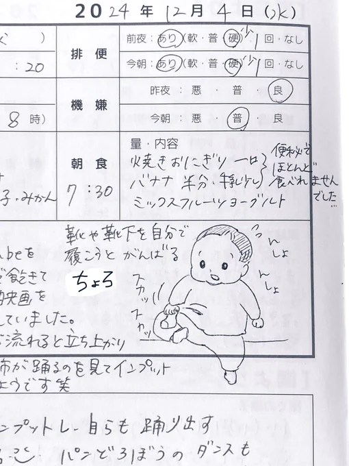2024.12.04(wed)
1y5m21d

#連絡帳de育児記録
#育児日記 #育児絵日記 #育児イラスト
#1歳 #2023jun_baby
#ママ垢さんと繋がりたい 