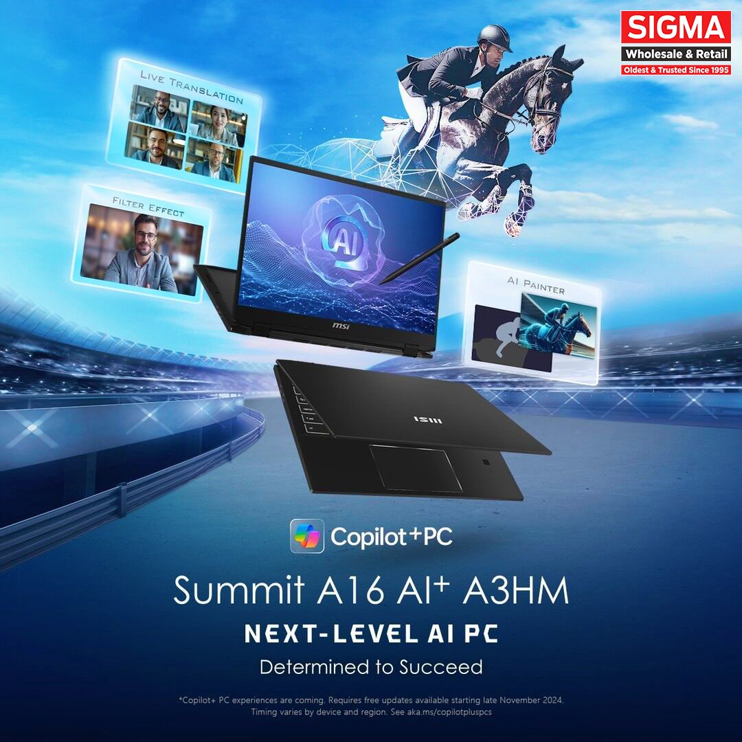 SigmaITStore's tweet photo. Unlock next-level productivity with the MSI Summit A16 AI+, powered by the AMD Ryzen™ AI 9 365 Processor.

MSI EXCLUSIVE STORE
Hazratganj | +91 9335349714

#MSI #AI #AMD #Ryzen #AIPC
#SigmaITSuperStore https://t.co/imOVCL3luB